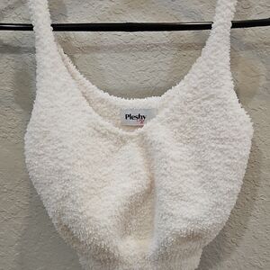 Pleshy Cozy Cream Textured Tank Top